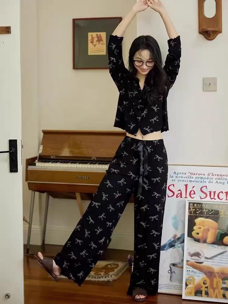 

Women s 2025 New Pure Cotton Modal Pajamas Set - Long Sleeve Autumn/Winter Home Wear, Suitable for Outdoor Wear. XL (115-130 jin) сірий колір