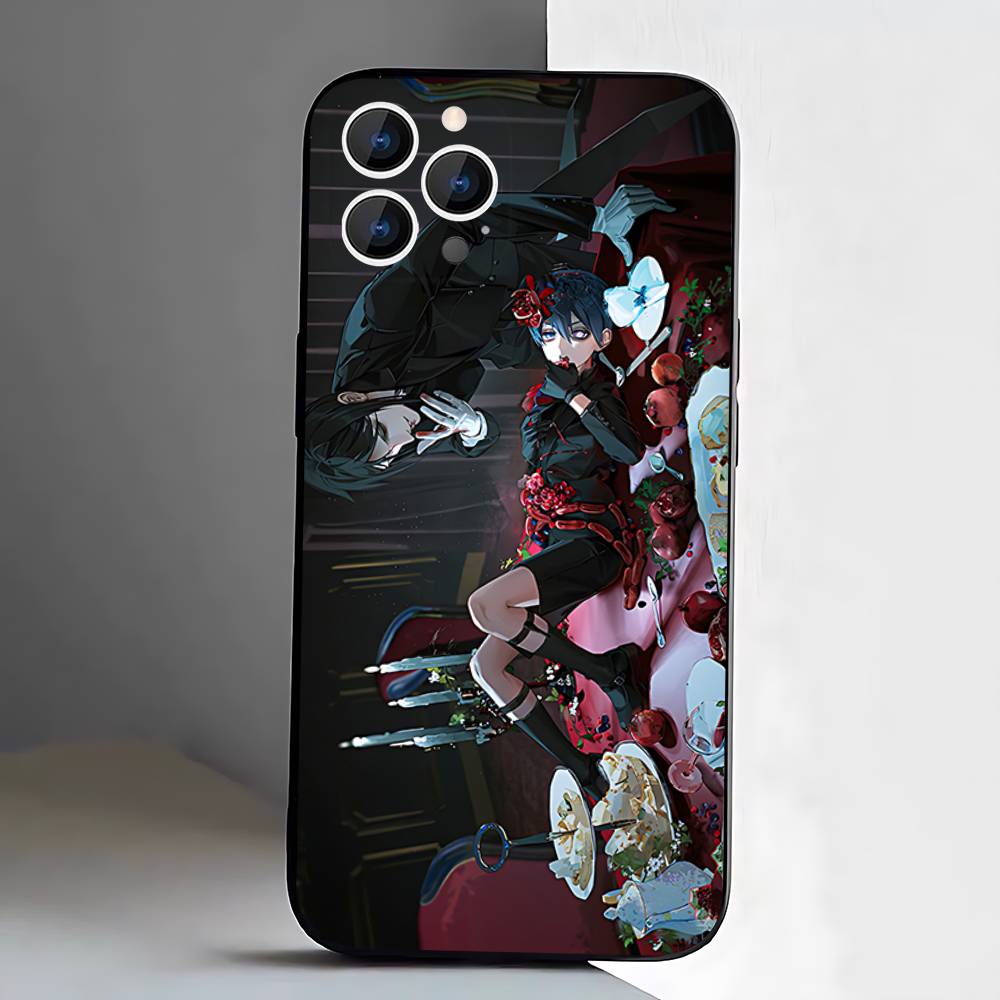 Black Butler ANIME Handyhülle Für iPhone 17,16,15,14,13,12,11,Pro,Max,Plus,E,Air,Mini Schwarz Stoßfest Funda Hülle