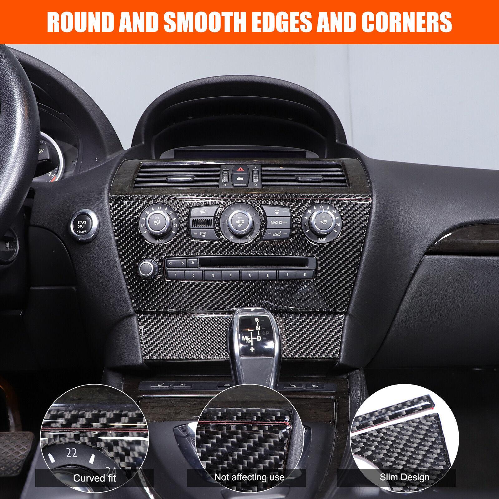 Soft Carbon fiber Console Air condition Panel Cover Trim for BMW 6 Series 04-10