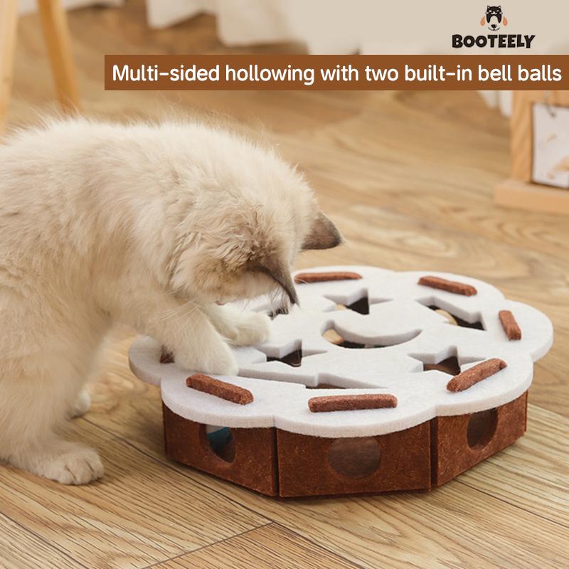 Booteely Kočičí puzzle hračka Plstěná krabička na puzzle Kočičí hračka na cvičení s míčkem Vnitřní sportovní zábava Lovecké hračky pro kočky pro vnitřní kočky
