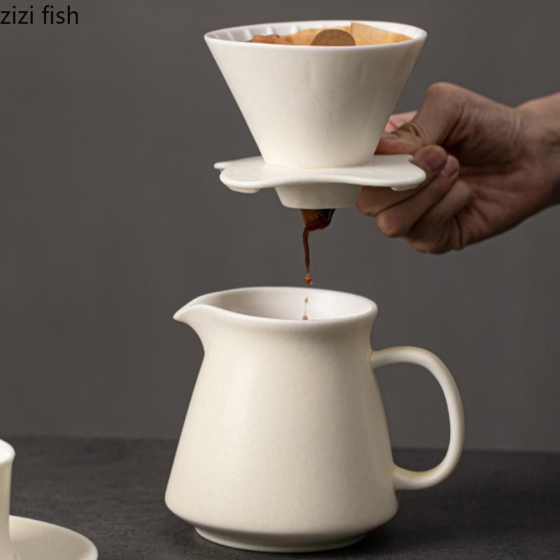Ceramic Mug White Porcelain Coffee Cup Afternoon Tea Cup Filter Funnel Milk Pot Water Cups Coffee Leakage Breakfast Cups Tea Mug