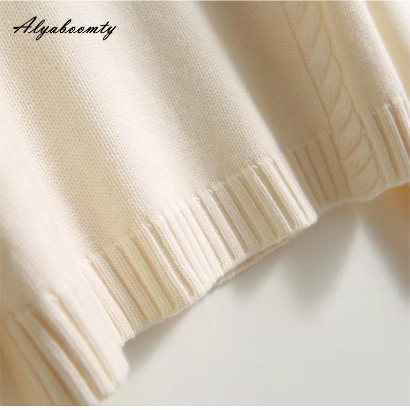 Korean Fashion Herbst Winter Frauen Casual Lose Pullover Halb Hohen Kragen Blau Beige Grün Gestrickte Pullover