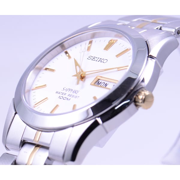 Seiko Men's SGG719P1 (Seiko Q Combi Bracelet S/GLASS 10atm) Round Watch Gold Analog