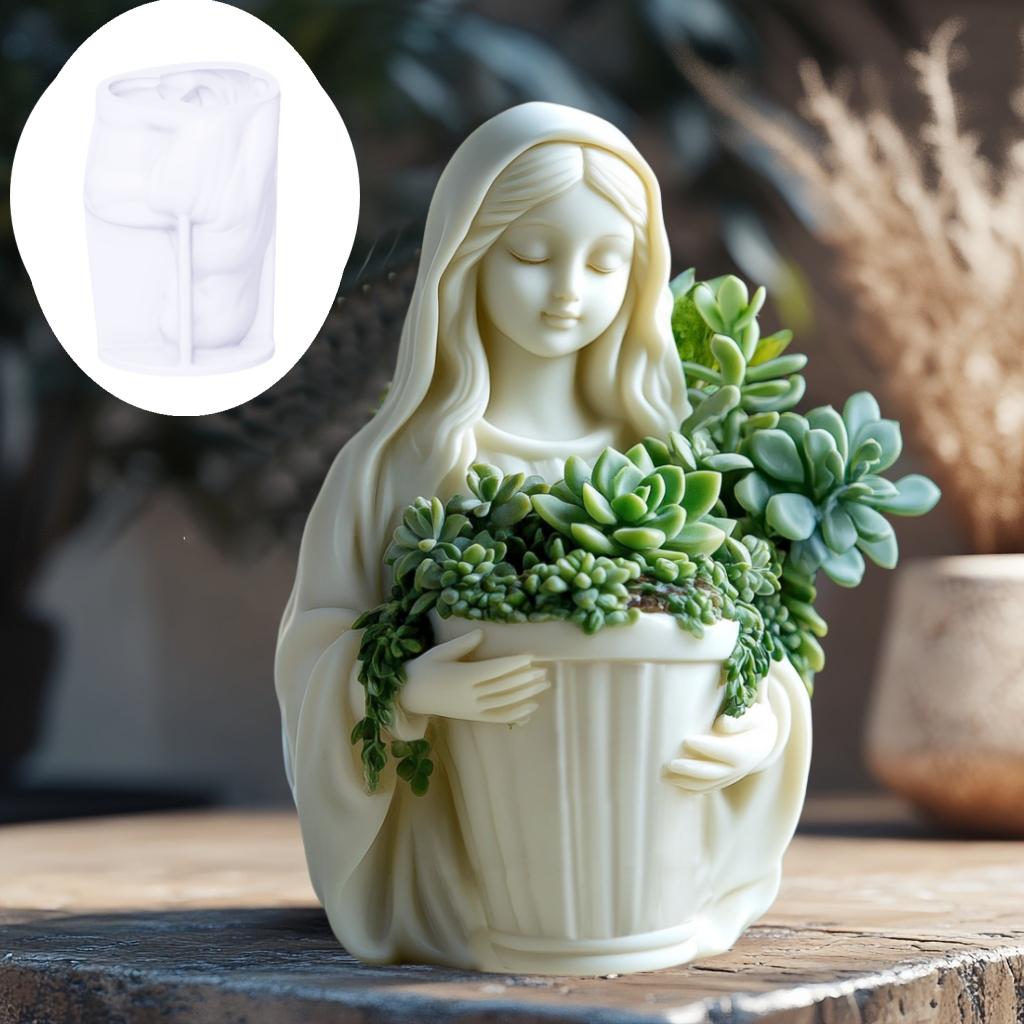 DIY úleva bohyně vítězství kruhový květináč pryskyřice silikonová forma úleva boha vítězství úložný box sádrové formy