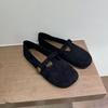 Korean Version of Retro Round Head Flat-bottomed Loafers for Women's 2025 Autumn and Winter New Suede Versatile and Thin Mary Jane Single Shoes F