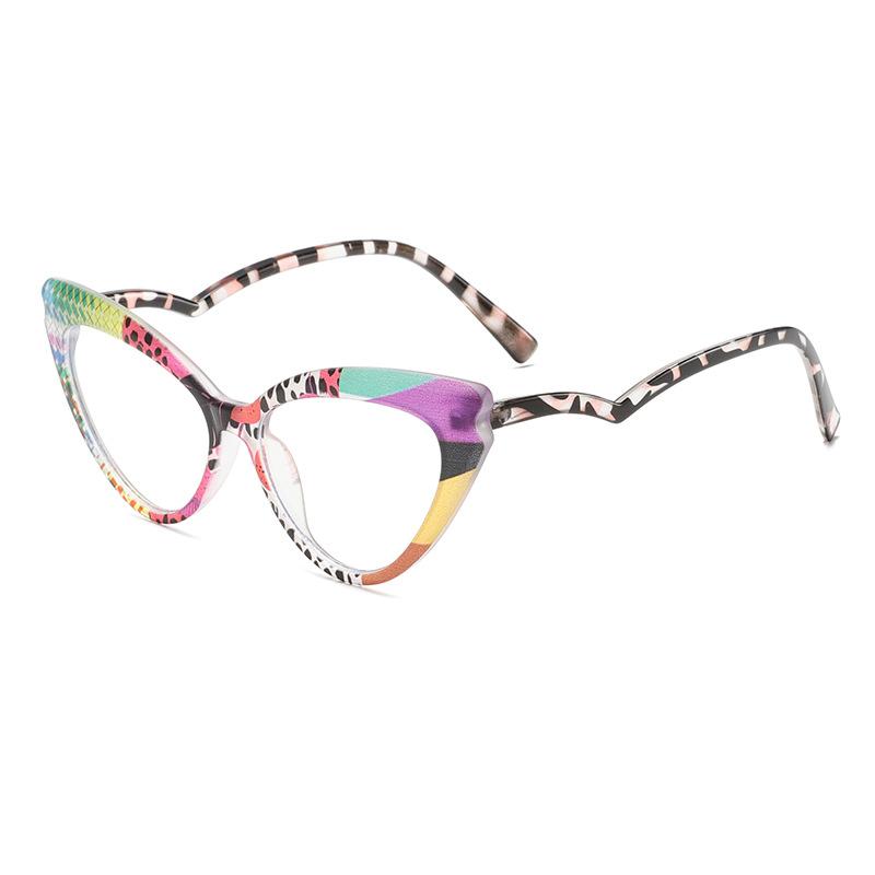 

New Color Framed Anti Blue Light Glasses Floral Cat Eyes Non Prescription Flat Glasses Paired with Trendy Color Schemes розовый
