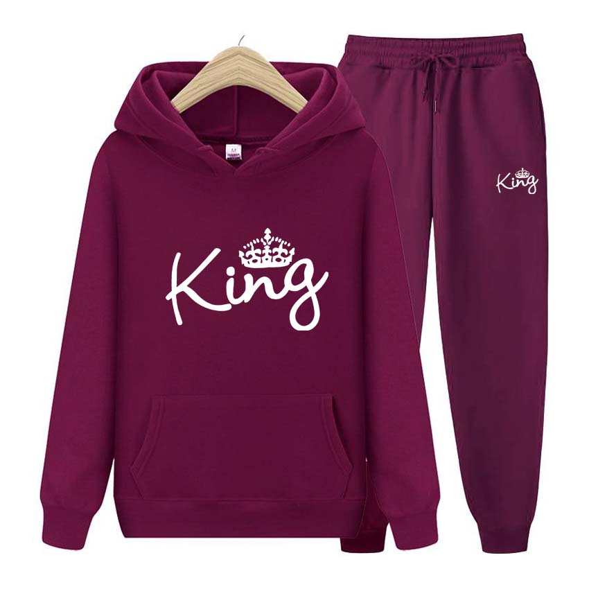 Men Tracksuits Set Spring Autumn King Print Sweatshirt Long Sleeve Hoodie Set Men Womens Hoodies Pants Clothes