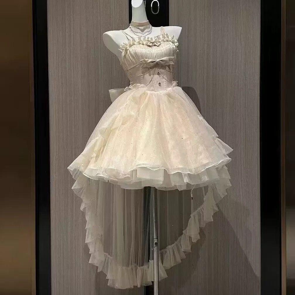 Summer new high-end exquisite celebrity style fashion waist and thin flash trailing dress short skirt female trend