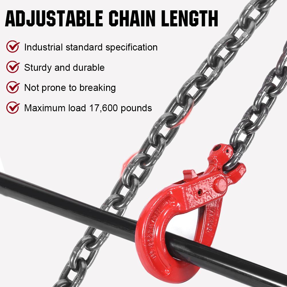 Lifting Chain Sling Lifts 17600 pounds Heavy Duty With 4 Legs Grade Hooks and Adjuster G80 Alloy Steel for Garage Lifting Forkli