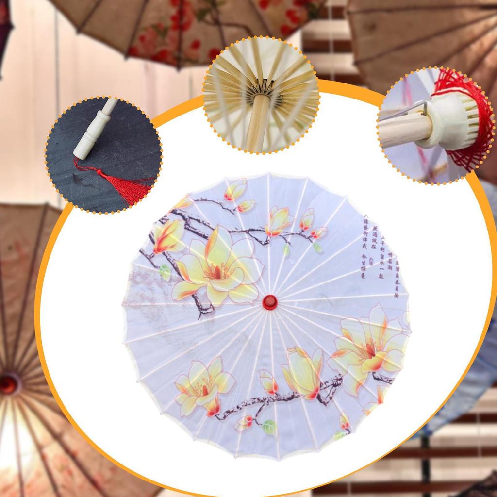Chinese Oiled Paper Umbrella Classical Dance Silk Antique Oriental Parasol Decorative for