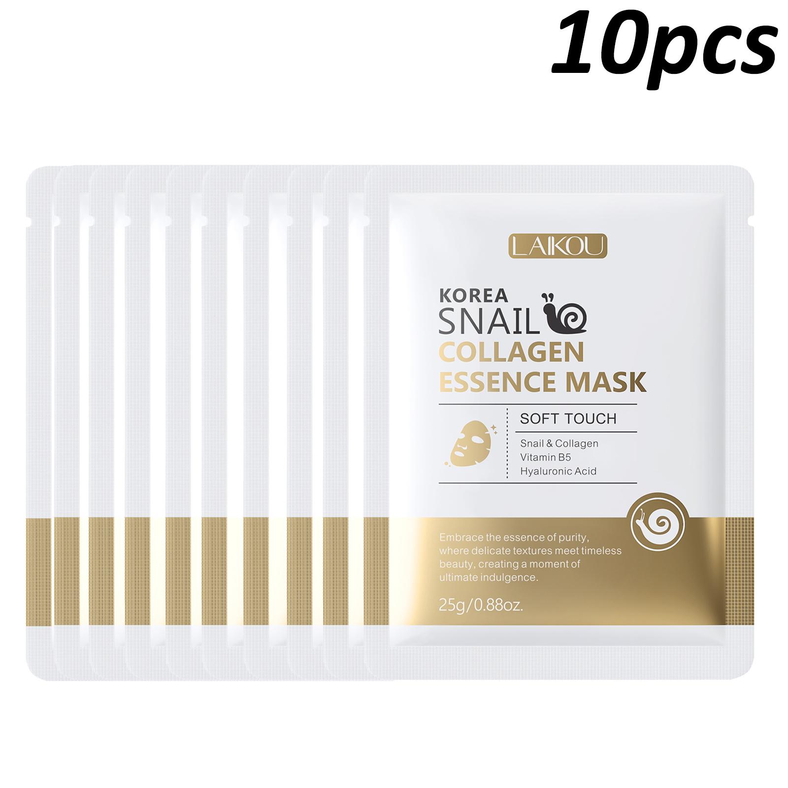 

1/5/10 шт. LAIGKU SNAIL COLLAGEN ESSENCE MASK - Глубоко увлажняющая и питательная, гипоаллергенная, без формальдегида, отбеливающая и против морщин маска 10pcs