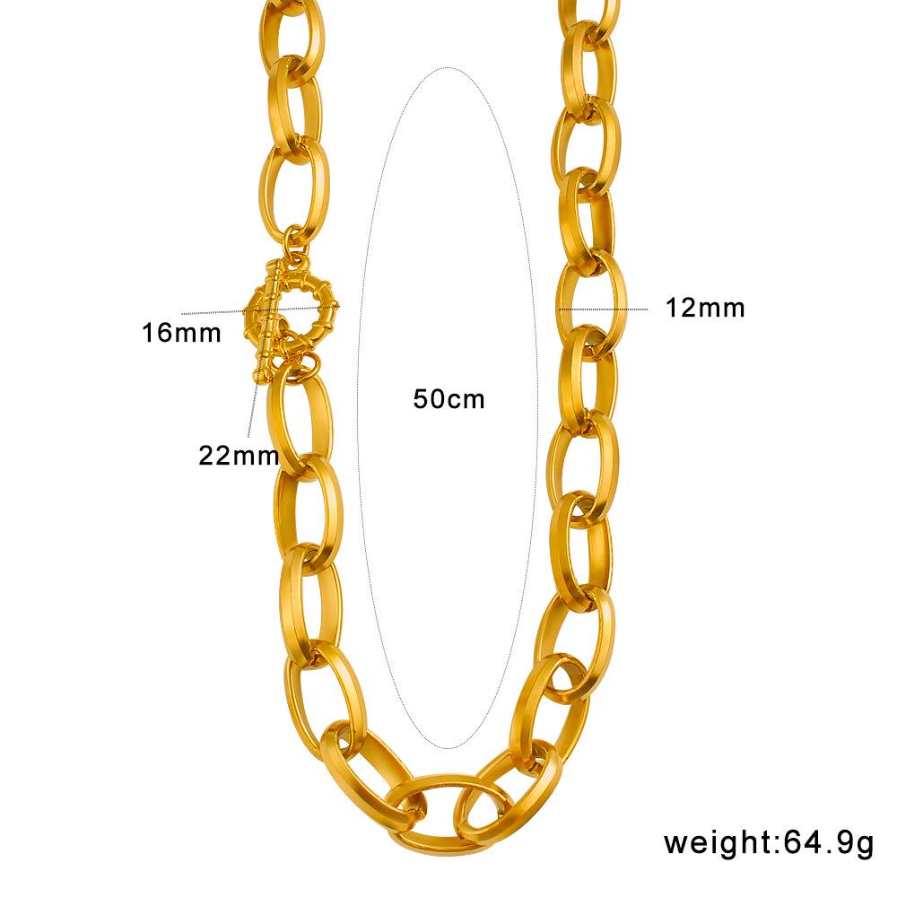 Meishiduo European/American Hip Hop Geometric Collarbone Necklace - Gold Stainless Steel Chain 18K Gold