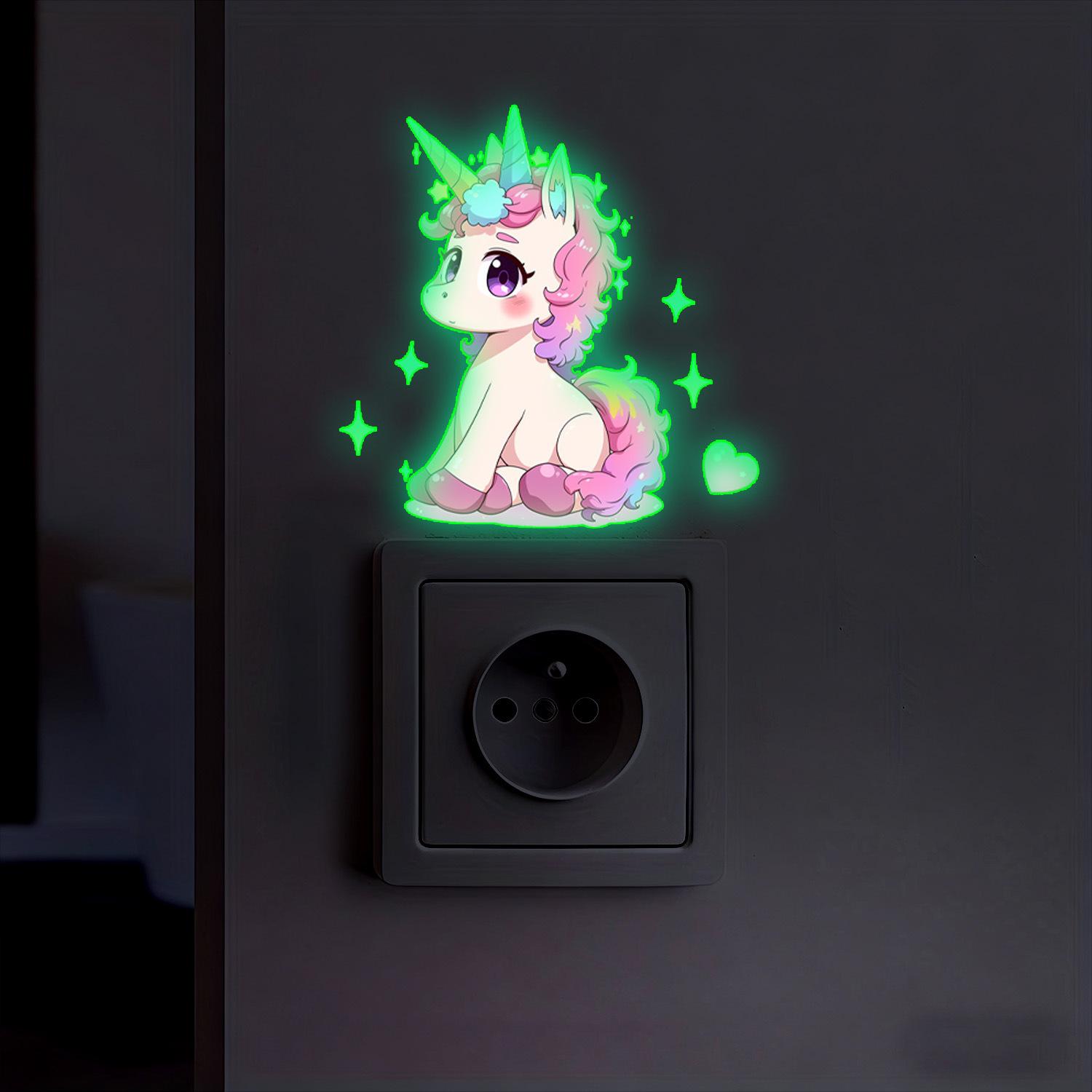 

Creative Unicorn Luminous Children s Room Bedroom Living Room Balcony Switch Decorative Stickers Green Light