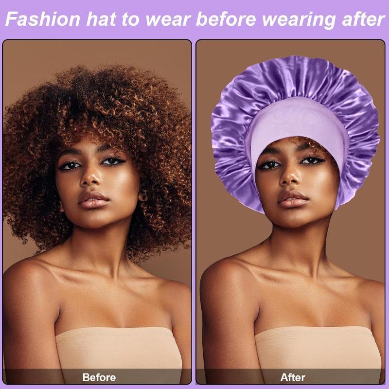Wide Brim Satin Hair Care Sleep Cap - Women's Beauty Headscarf for Home Use, Convenient and Practical Hair  Protection