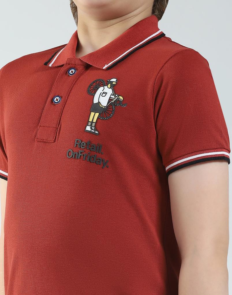 MONTE CARLO Boys's Regular Fit Printed Polo Half Sleeve T-Shirt