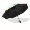 1pc Bear on the Moon Automatic 3-Fold Umbrella Design, Cute Cartoon Pattern, Portable Outdoor Umbrella, Perfect, Holiday Gift for fans.J007