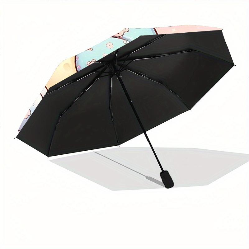 1pc Bear on the Moon Automatic 3-Fold Umbrella Design, Cute Cartoon Pattern, Portable Outdoor Umbrella, Perfect, Holiday Gift for fans.J007