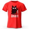 Fun Cat Print Basic Round-neck 100% Cotton T-Shirt, Breathable Round-neck Short-sleeved T-Shirt Suitable for Both Men and Women