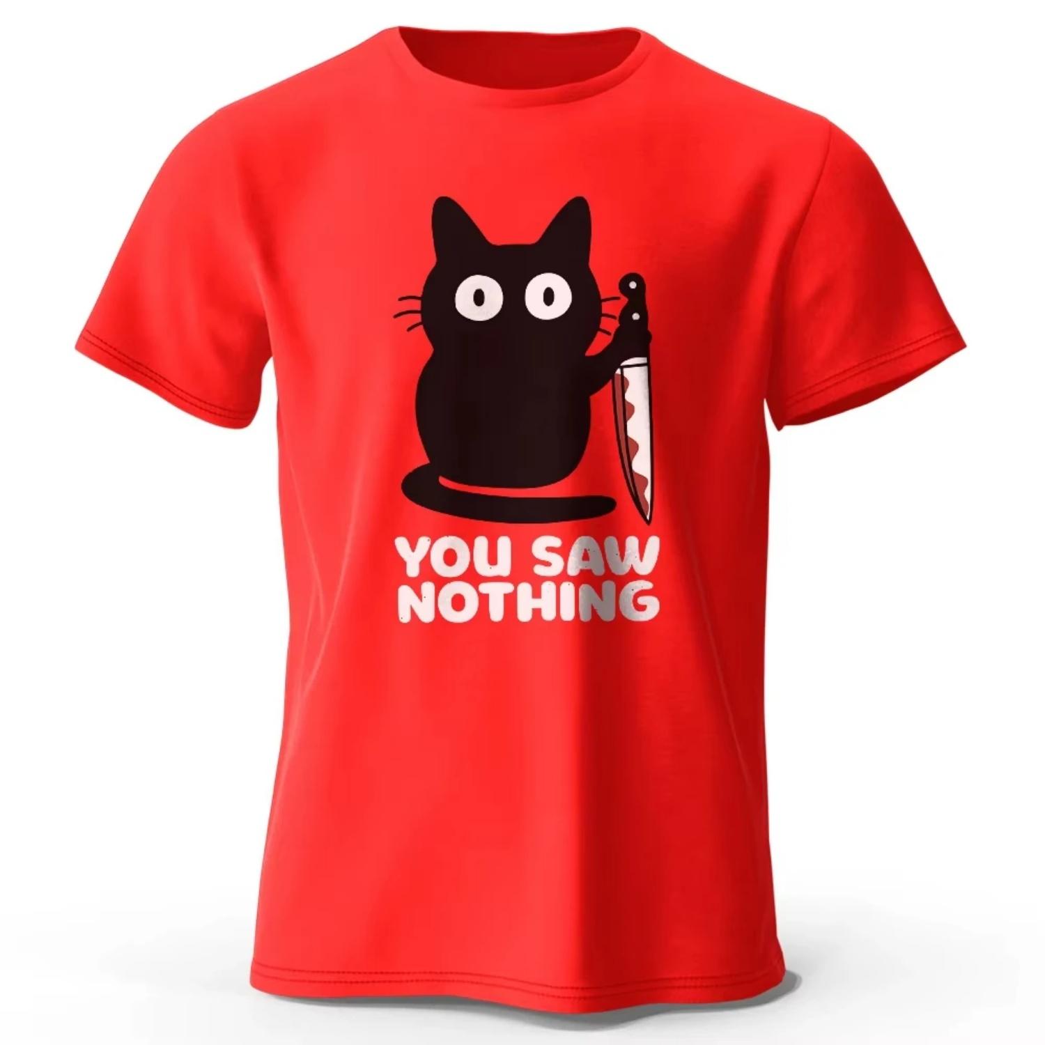 

Fun Cat Print Basic Round-neck 100% Cotton T-Shirt, Breathable Round-neck Short-sleeved T-Shirt Suitable for Both Men and Women XXXXXL чорний