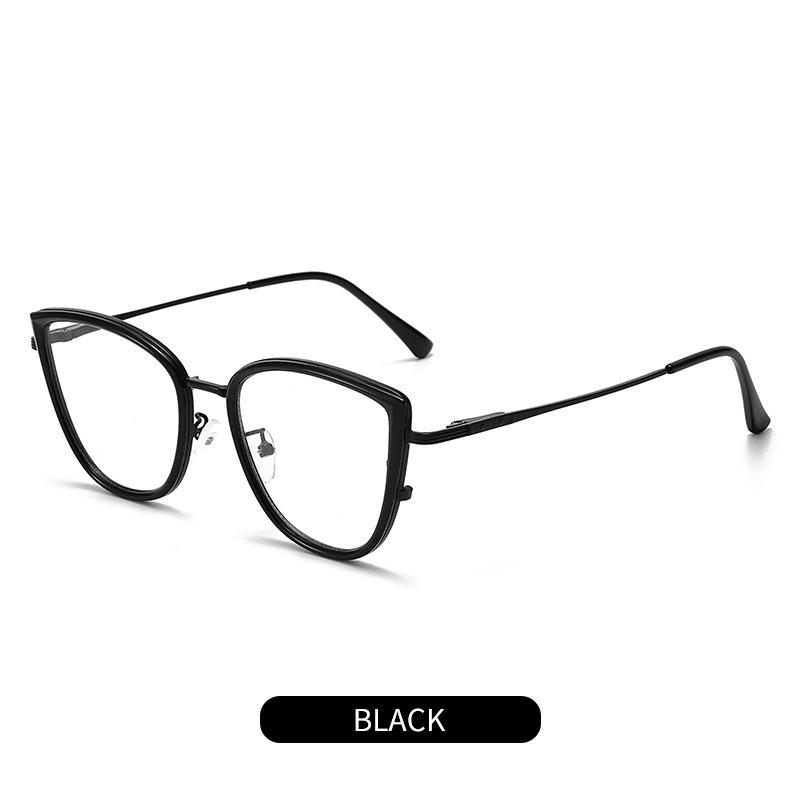 New trendy cat eye glasses frame European and American color-changing anti-blue glasses fashionable personalized flat glasses