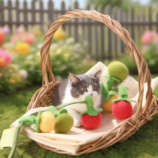 Fruit-Shaped Catnip Toy String Interactive Cat Toy Cat Teaser String with Bell Soft Tomatoes Cat Chew Toy for Indoor Cats Play And Exercise
