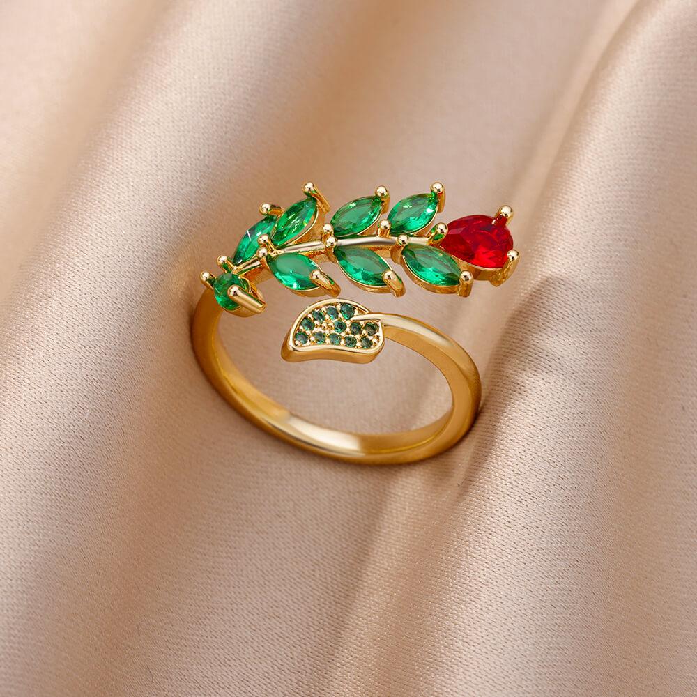 Stainless Steel Blue Zircon Flower Ring For Women Open Adjustable Flower Ring Wedding Aesthetic Jewelry Gift bijoux femme