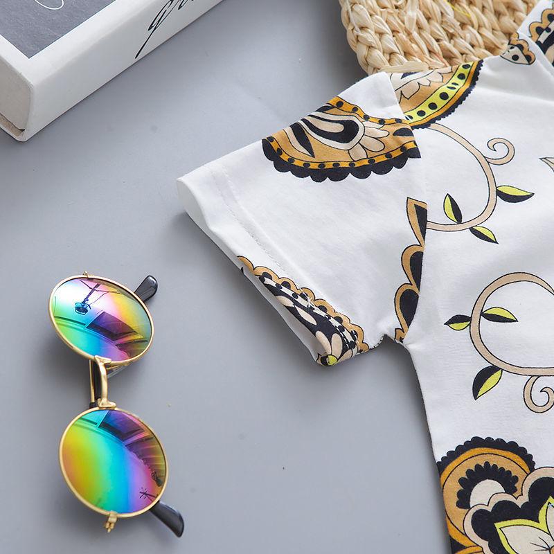 Children's Printed T-shirt Cotton Boy's Polo Shirt Stand Collar Short Sleeve T-shirt Printed Short Sleeve Shirt Trendy Top Korean Style Casual T-shirt