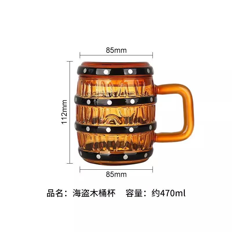 

glass, wooden bucket, cool kettle set, thickened with handle, large-capacity beer cup, high borosilicate water cup with lid