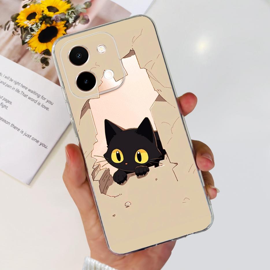For Vivo Y28 4G Case V2352 Cute Cat Panda Painted Cover Soft Silicone Phone Case For Vivo Y28 Y 28 VivoY28 4G Funda 6.68'' Coque