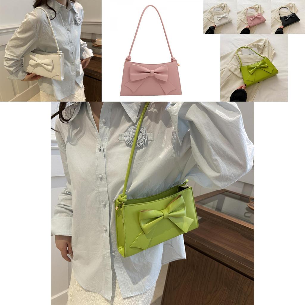 Sophisticated Bowknot Handbag For Women 2024 Summer Street Style Medium Crossbody Bag In Pu Leather