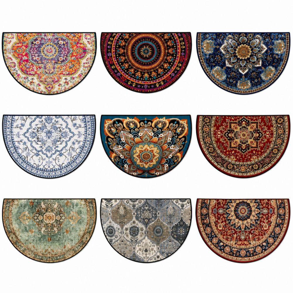 Boho Half Round Doormat Floral Pattern Floor Mat High Quality Welcome Rugs  Indoor Outdoor
