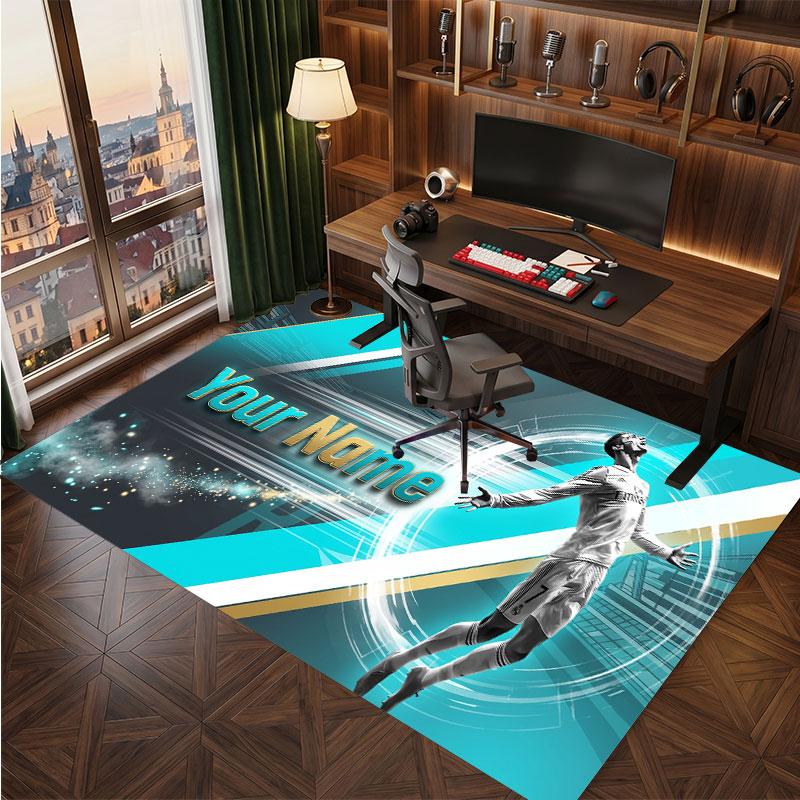 Cristiano Ronaldo Custom Crystal Velvet Rug, Personalized Name Text Print, Football Logo Soft Non‑Slip Floor Mat Home Decor Gift