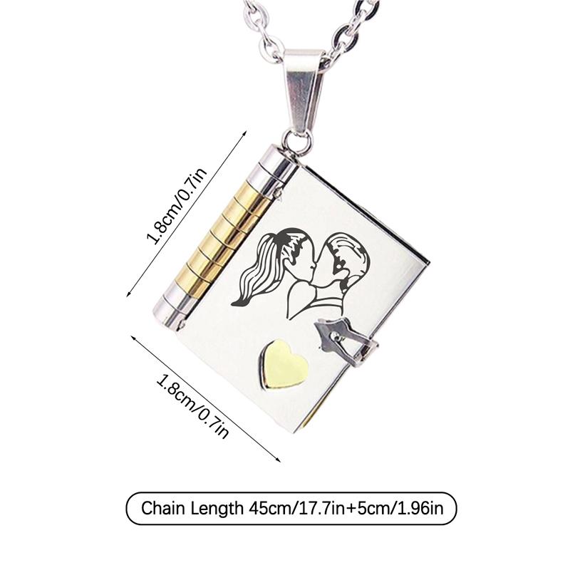 Openable Daughter Book Necklace Stainless Steel With Pages Of Engraved Information Message Mini Book Pendant Necklace Gold Color