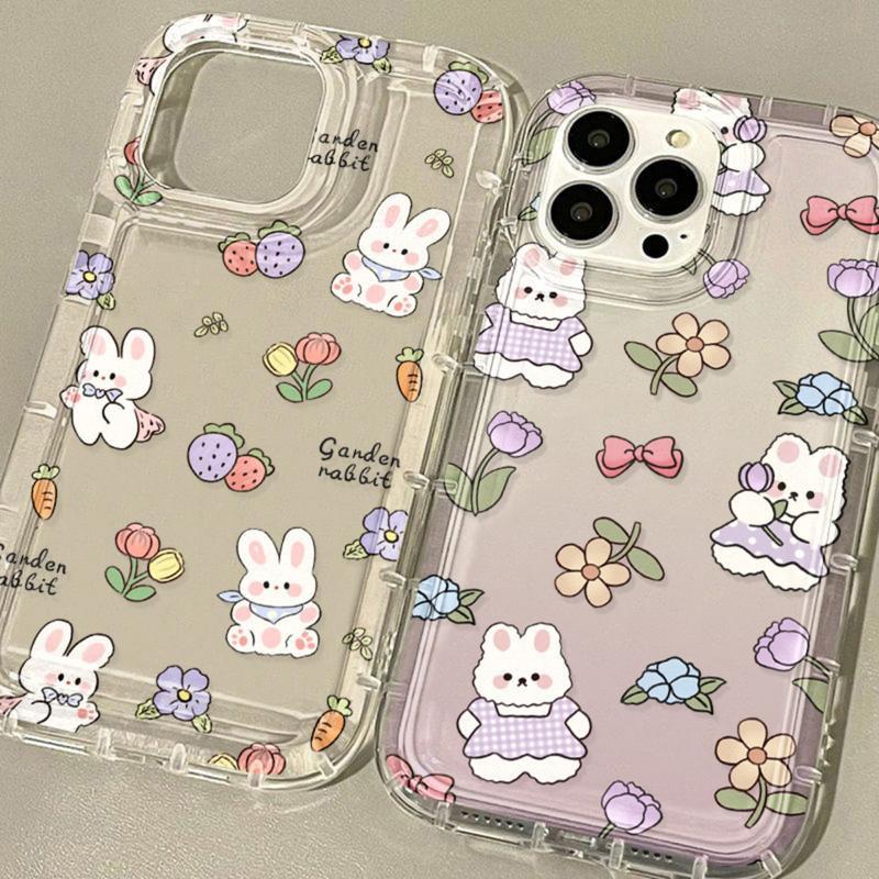 Cartoon Rabbit Pattern Soft Phone Case Funda For  Redmi Note 13 Pro 5G Note 12 11 11S 10S 10 9 4G Anti Fall Airbag Covers