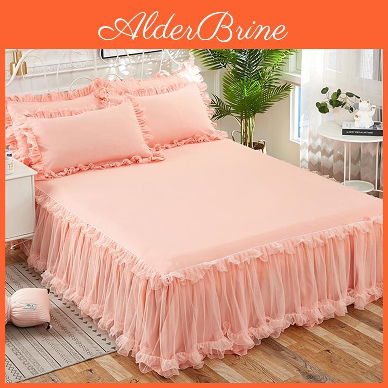 Bed Elegant Princess Nonslip Skirt Mattress Cover Ruffled Lace Bed Skirt Bedsheet Bed Cover Protector Home Bedspread Bed Skirt
