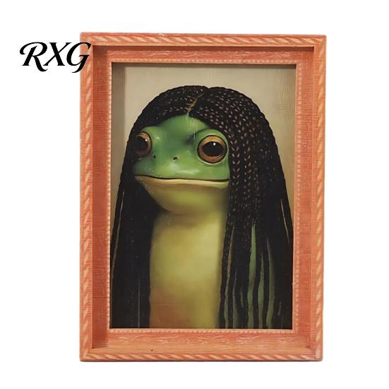 Hair Style Frog Magnet Abstract Refrigerator Magnet, Framed Hairstyle Fridge Animal Frame Home Kitchen Office Decoration Party Favors Magnetic