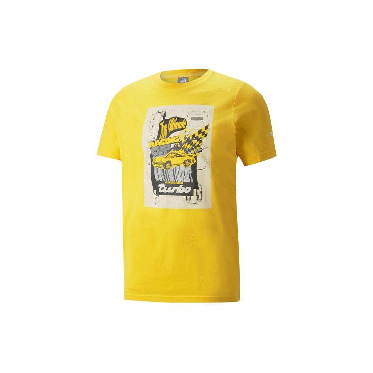 

Puma Porsche Design Racing Print Crew Neck T-Shirt Men Tops Yellow 533785-06 S