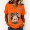 Women's Casual V-Neck Short Sleeve Letter Print Pullover Top