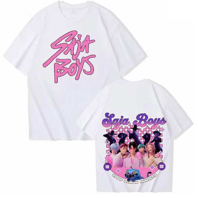 

Аниме K-Pop Футболка Охотники на демонов Летняя Saja Принт для мальчиков Мужская Женская Футболка с коротким рукавом Y2k Топ Летняя Оверсайз Унисекс Уличная одежда Футболка 4XL