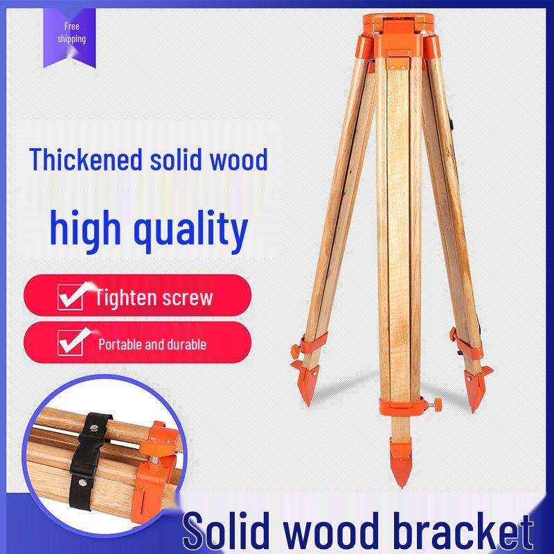 Durable Aluminum-Wood Total Station Leveling Instrument with Thickened Theodolite Tripod