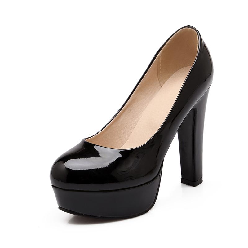 Elegantes Zapatos de Plataforma de Tacón Alto para Mujer Primavera Sexy Zapatos de Salón Patente Azul Rosa Negro con Tacón Fiesta Boda Zapatos Femeninos Talla Grande 45