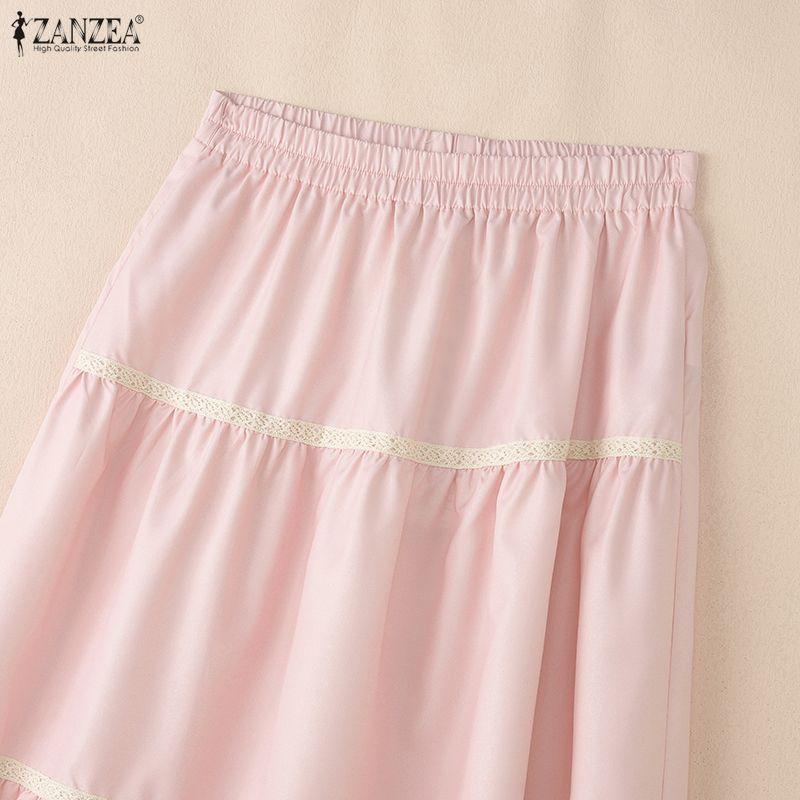 ZANZEA Gonne a stampa floreale larghe con elastico in vita casual da donna