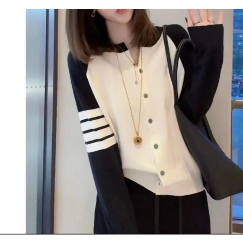 Women's Striped Knitted Cardigan Autumn Korean Version New Design Sense Sweater Top