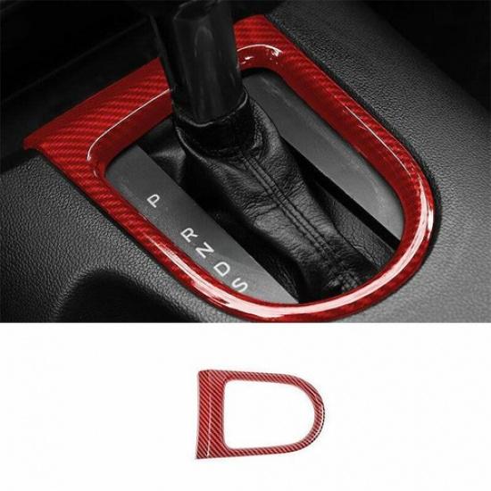 For Ford Mustang 2015- Red Carbon Fiber Middle Console Gear Shift Frame Trim