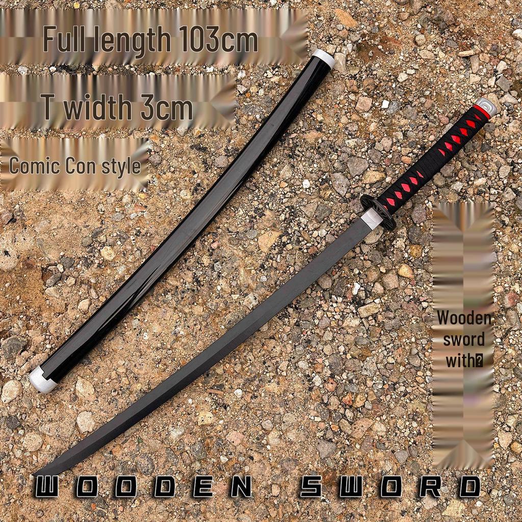 Tanjiro's Demon Slayer Nichirin Toy Sword for Kids - Bamboo Samurai Prop with Scabbard.
