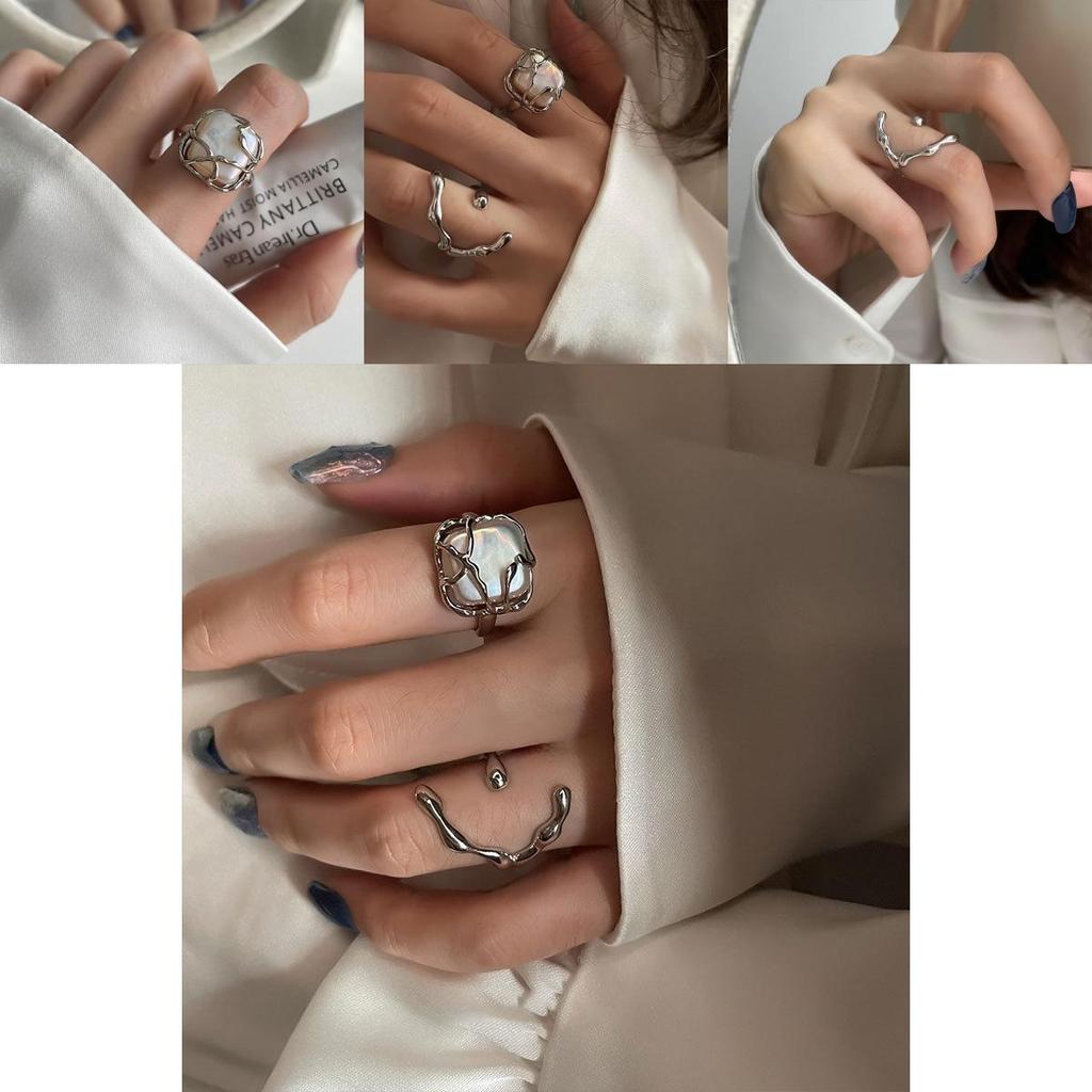 Pure 925 Sophisticated Silver Ring With Geometric Patterns And Elegant Pearl For Womens Fashion