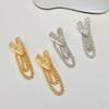 High Quality Temperament Heart Stud Earrings Women's Personality Alloy Hammer Pattern Love Fringed Chain Earrings Retro Earrings Wholesale