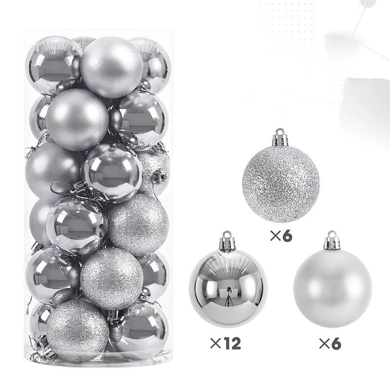 24Pcs 6cm Christmas Ball Decoration for Christmas Tree Hanging Pendant Ornaments Home Room Decor New Year Navidad DIY Gift Box