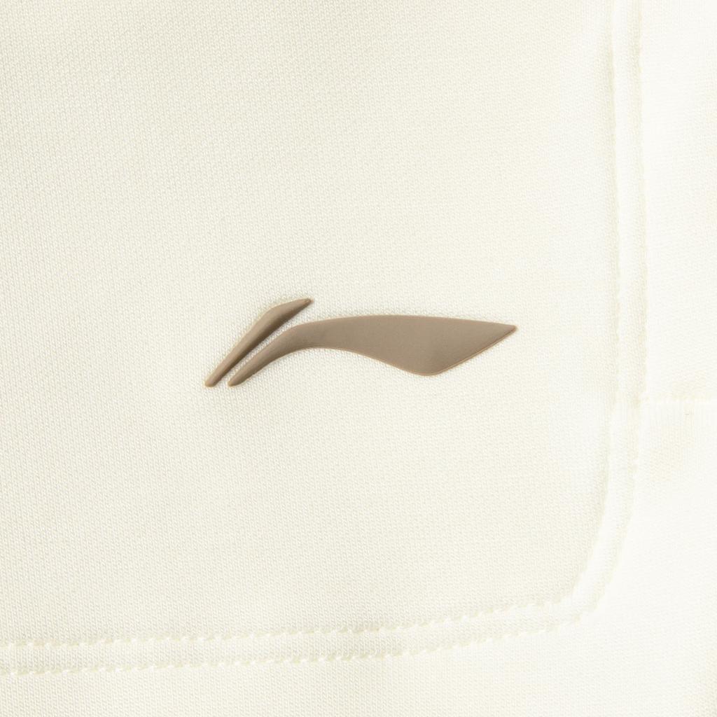 Li Ning Fitness Series Solid Color Mid Waist Elastic Versatile Five Point Casual Shorts Women shorts Mother-Of-Pearl-White AKSV438-1