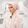 Soft Stretch Solid Color Crinkle Hijabs Adjustable Wrinkle Headscarf Women Turban Hats  Modest